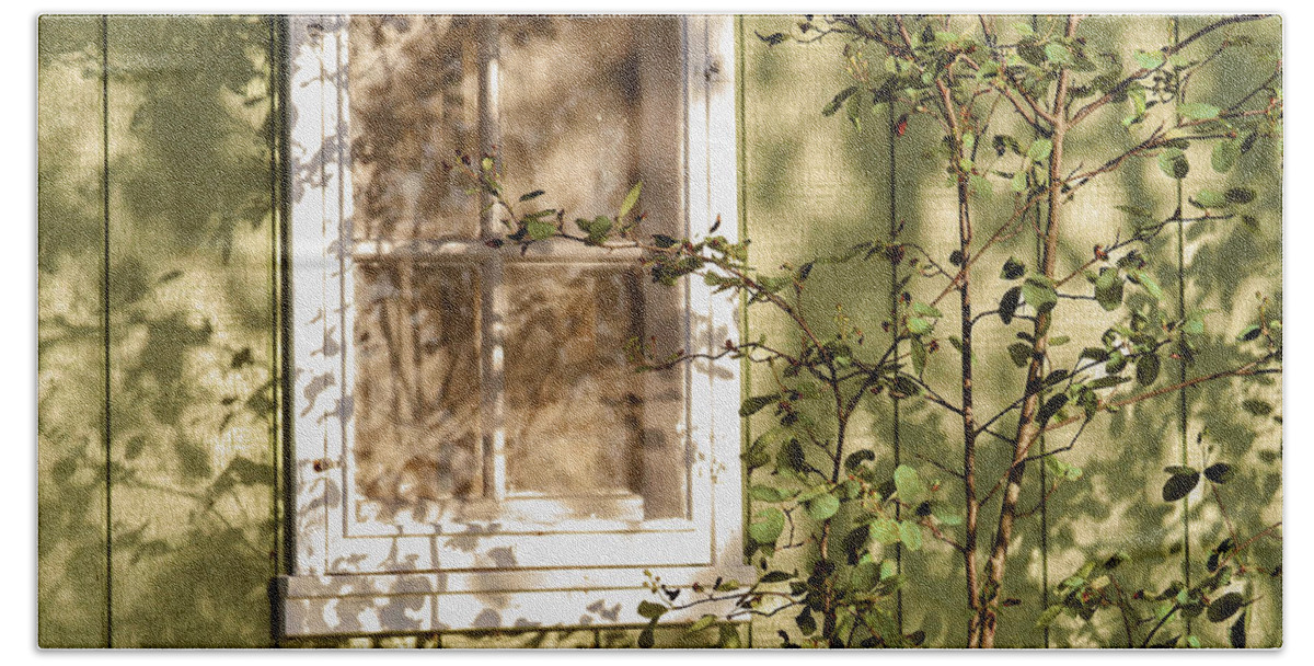 Bonnie Follett Beach Sheet featuring the photograph The Shed Window by Bonnie Follett