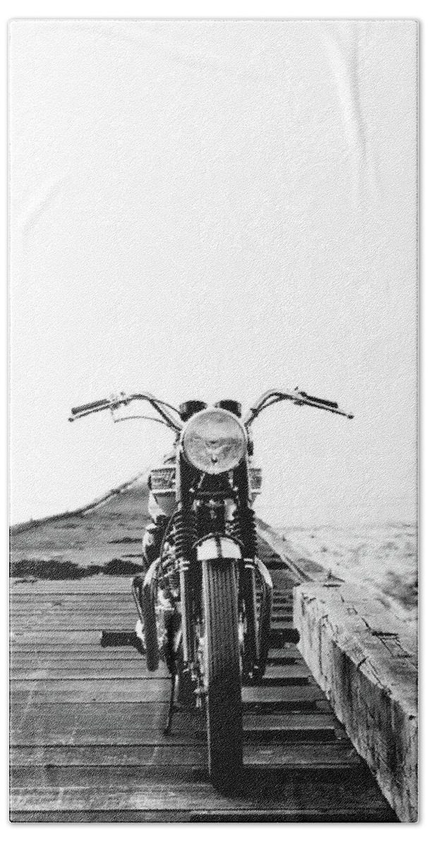 Motorcycle Beach Towel featuring the photograph The Solo Mount by Mark Rogan