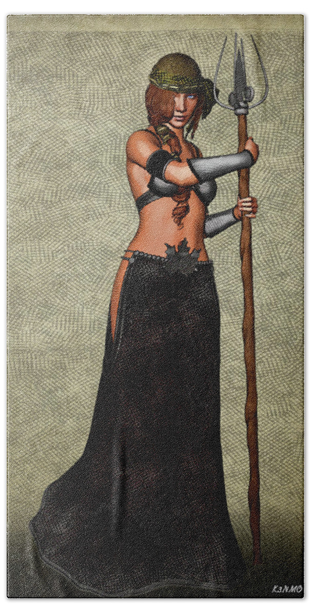 Fantasy Beach Towel featuring the digital art The Sorceress Mage by Ken Morris
