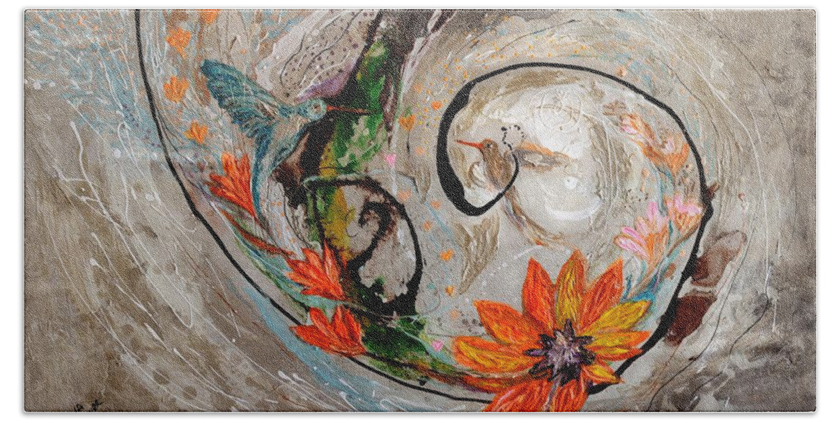 Light Background Beach Towel featuring the painting The Splash Of Life 25 by Elena Kotliarker