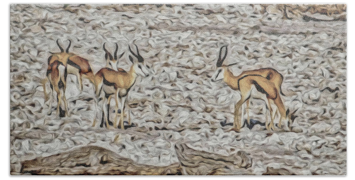 Springbok Beach Towel featuring the digital art The Springbok by Ernest Echols
