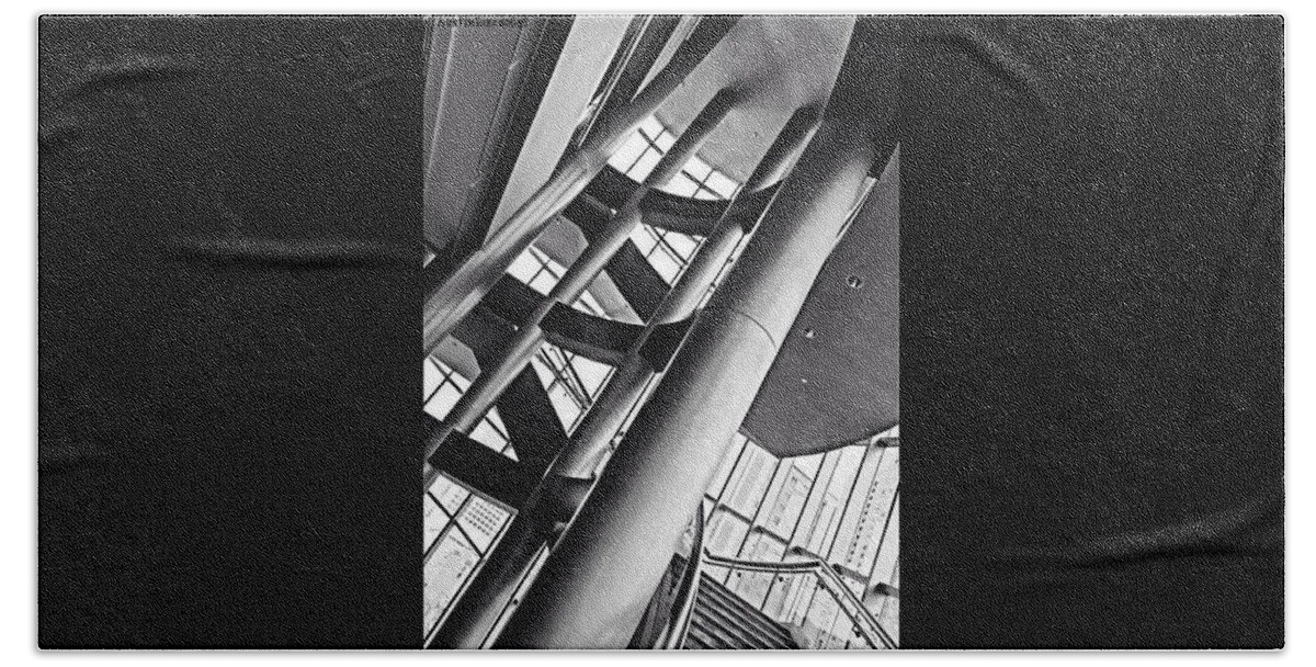 Bnw_zone Beach Towel featuring the photograph The #stairway In Our #downtown #houston by Austin Tuxedo Cat