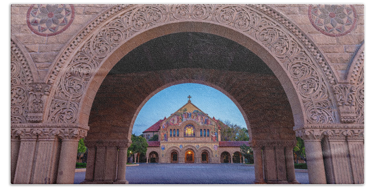 City Beach Towel featuring the photograph The Stanford Church 1 by Jonathan Nguyen