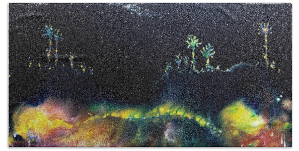 Spiritual Beach Towel featuring the painting The Starfields of Andromeda by Lee Pantas