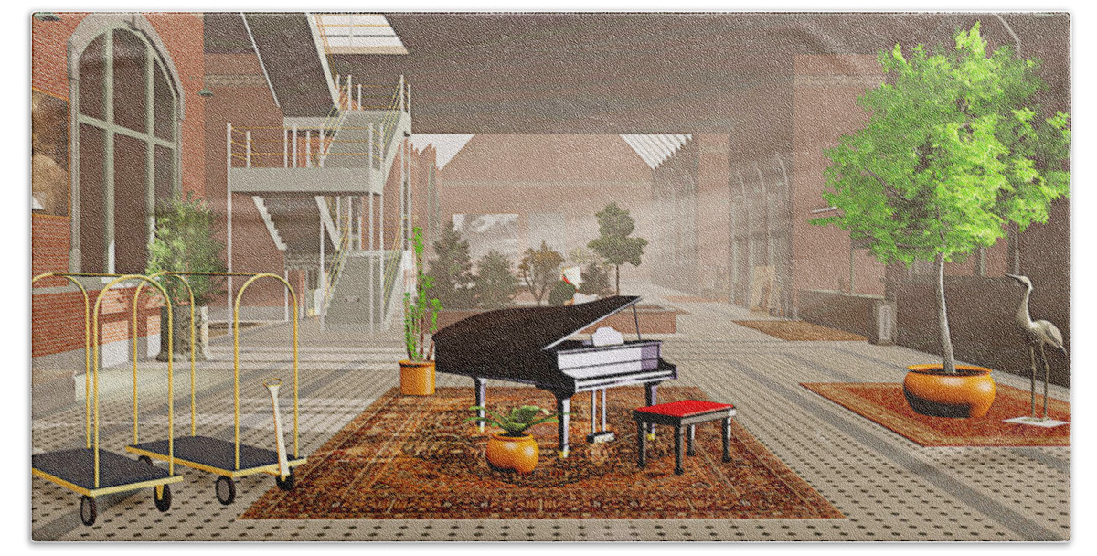 Piano Beach Towel featuring the painting The Station by Peter J Sucy