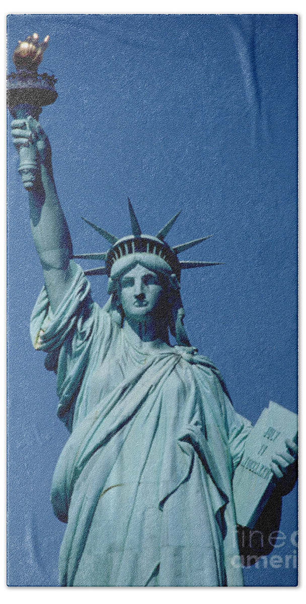 The Beach Towel featuring the sculpture The Statue of Liberty by American School