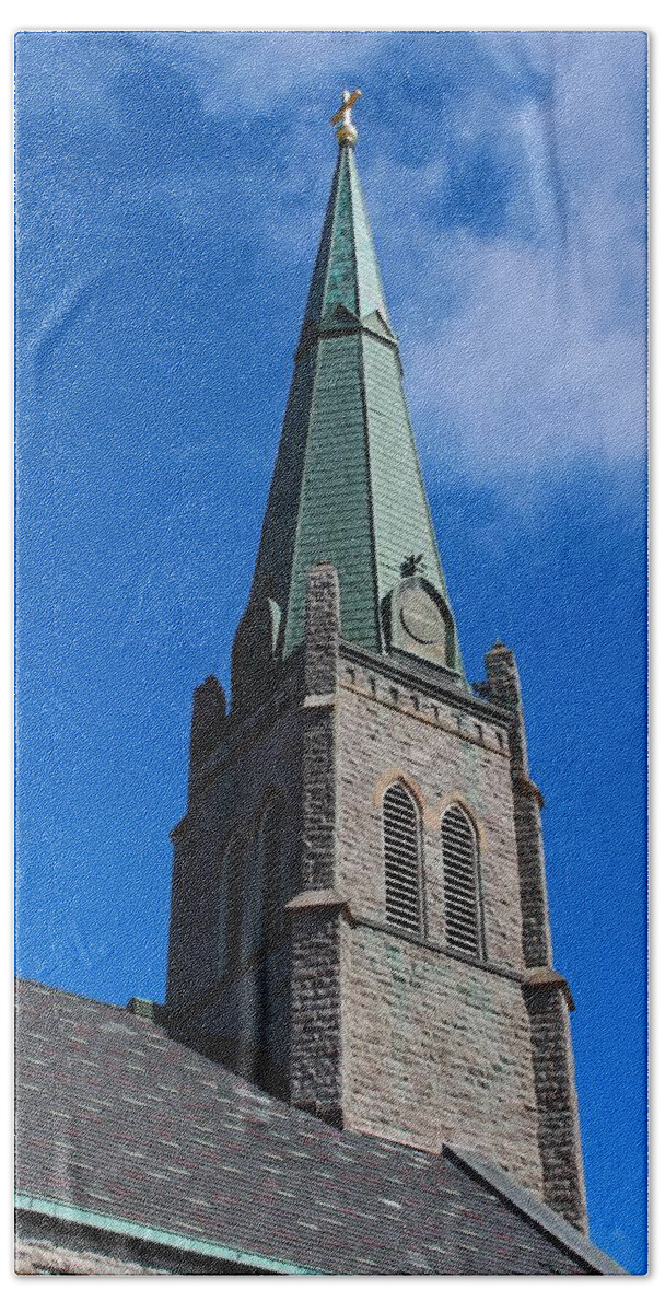 Steeple Beach Towel featuring the photograph The Steeple of St. Rose by Michiale Schneider
