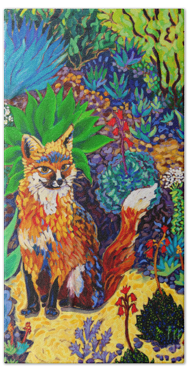 Fox Beach Towel featuring the painting The Sun Fox by Cathy Carey