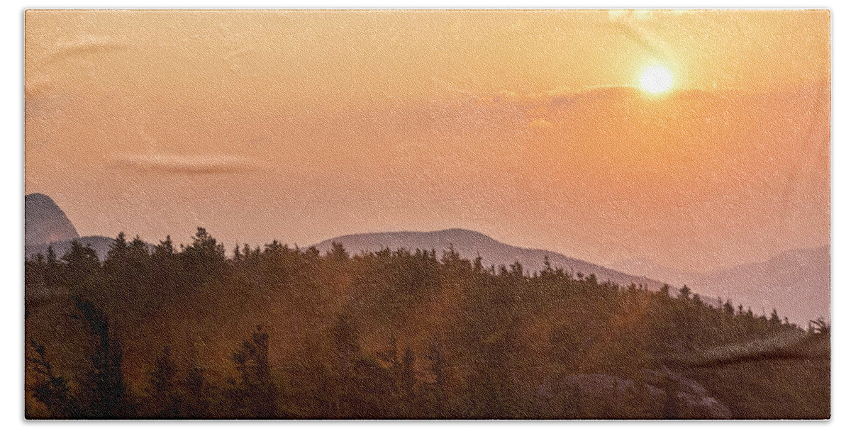 Adirondacks Beach Towel featuring the photograph The Sunrise from Phelps Mountain Summit in the Adirondacks Sun Rising over the Clouds 2 by Toby McGuire