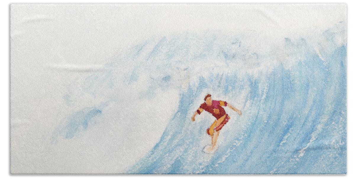 Surf Beach Towel featuring the painting The Surfer by Ken Powers