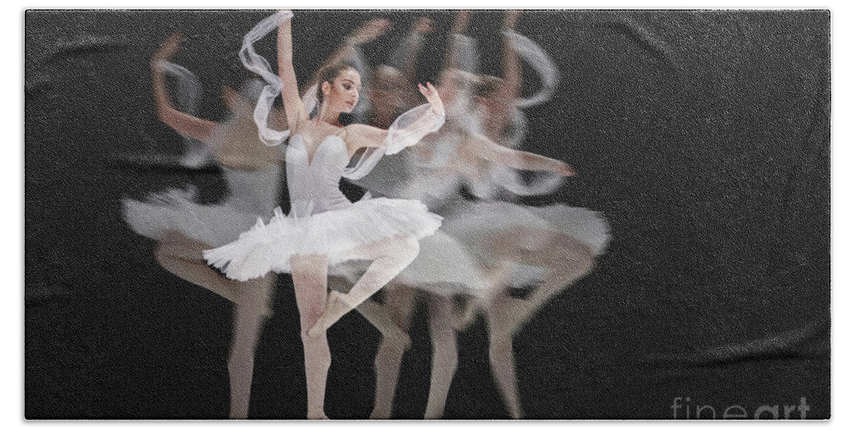 Ballet Beach Towel featuring the photograph The Swan Ballet dancer by Dimitar Hristov