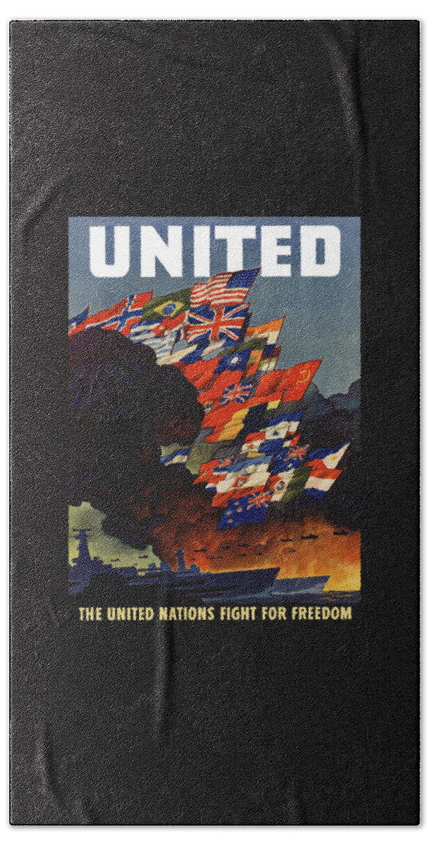 Propaganda Beach Towel featuring the painting The United Nations Fight For Freedom by War Is Hell Store