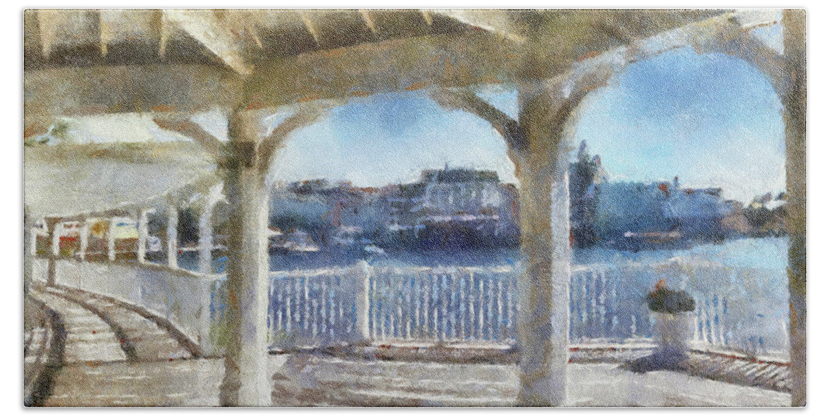 Boardwalk Beach Towel featuring the photograph The View From The Boardwalk Gazebo WDW 02 Photo Art MP by Thomas Woolworth