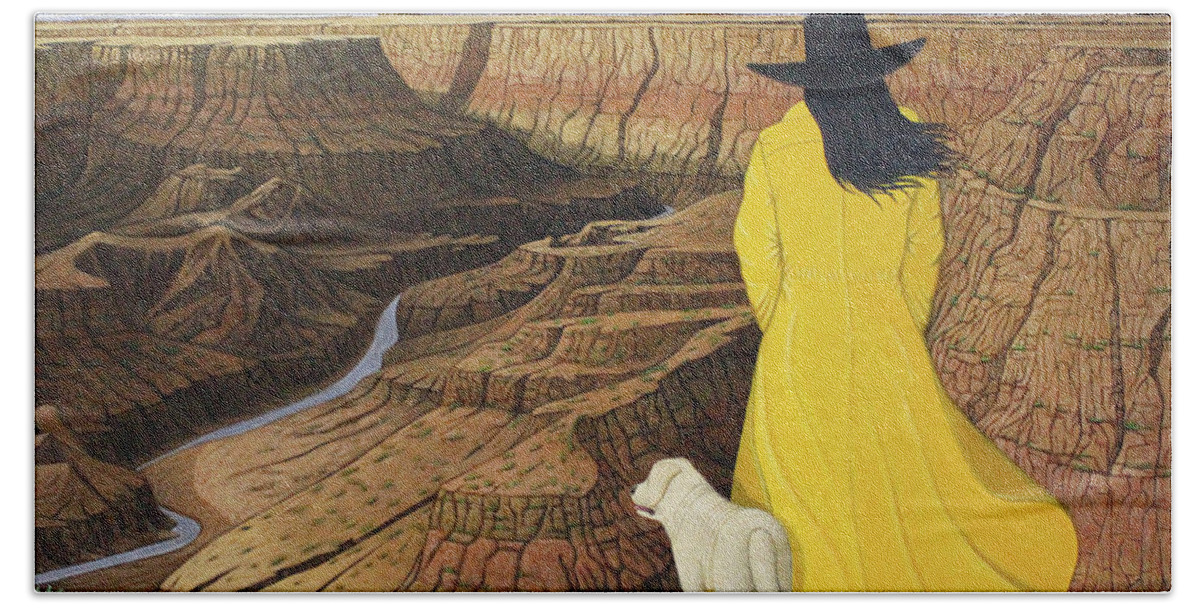 Grand Canyon Beach Sheet featuring the painting The View by Lance Headlee
