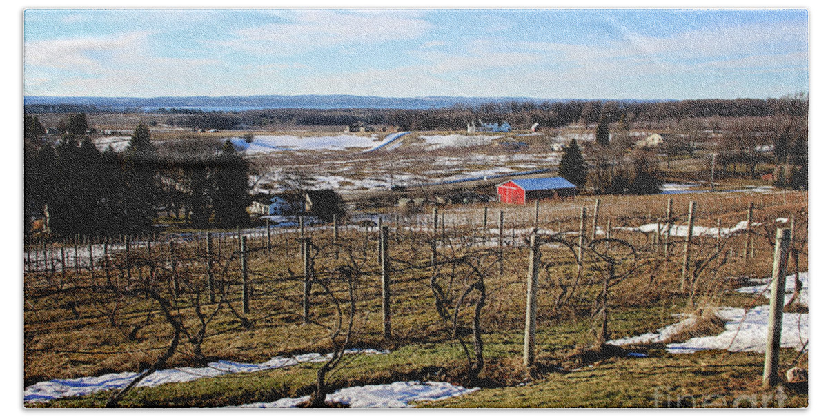 Vineyard Beach Sheet featuring the photograph The Vineyard on Old Mission by Laura Kinker