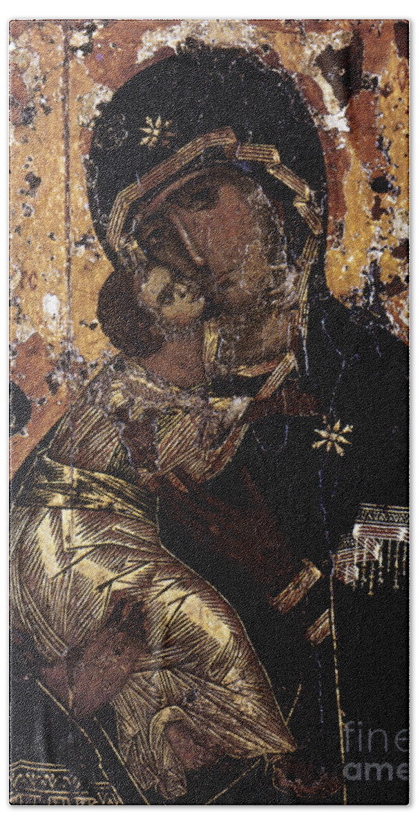 12th Century Beach Sheet featuring the painting The Virgin Of Vladimir by Granger
