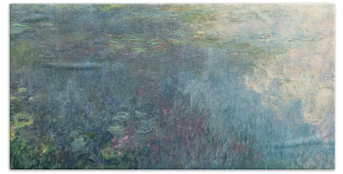 Monet Beach Towel featuring the painting The Waterlilies The Clouds by Claude Monet