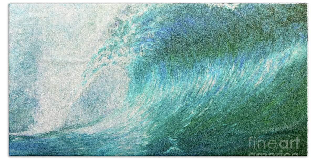 Wave Beach Towel featuring the painting The Wave Curl Curl by Jackie Sherwood