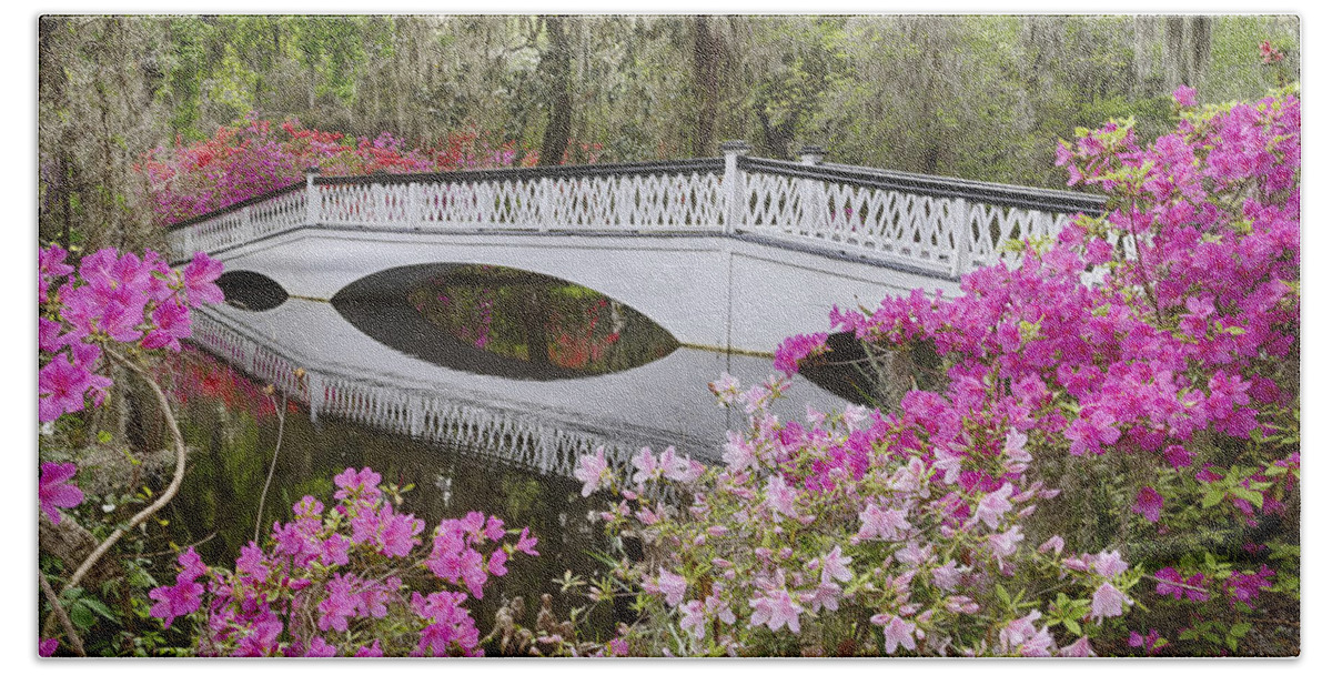 Nature Beach Towel featuring the photograph The White Bridge by Jim Miller