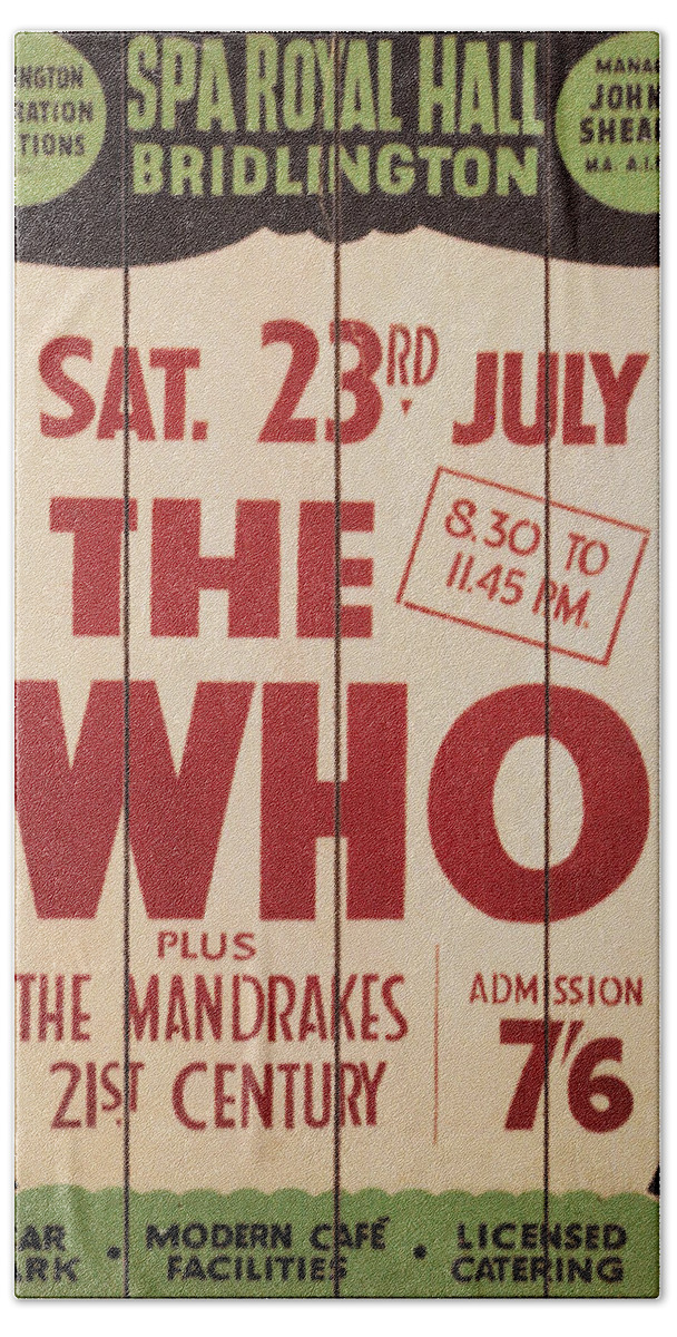 The Who Beach Sheet featuring the photograph The Who 1966 Tour Poster by Theresa Campbell