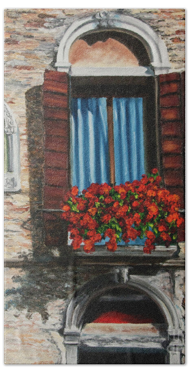 Window Paintings Beach Towel featuring the painting The Window by Charlotte Blanchard