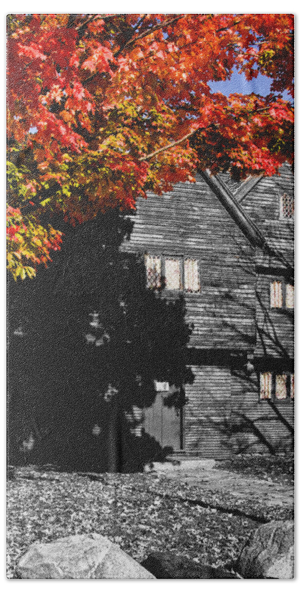 Salem Beach Towel featuring the photograph The Witch house in autumn by Jeff Folger