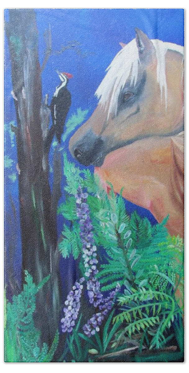 Horse Beach Sheet featuring the painting The Woodlands by Susan Voidets