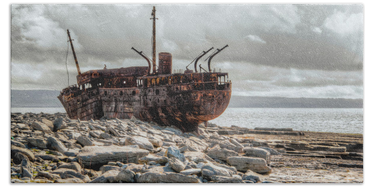 Aran Islands Beach Towel featuring the photograph The Wreck of Plassey by Natasha Bishop