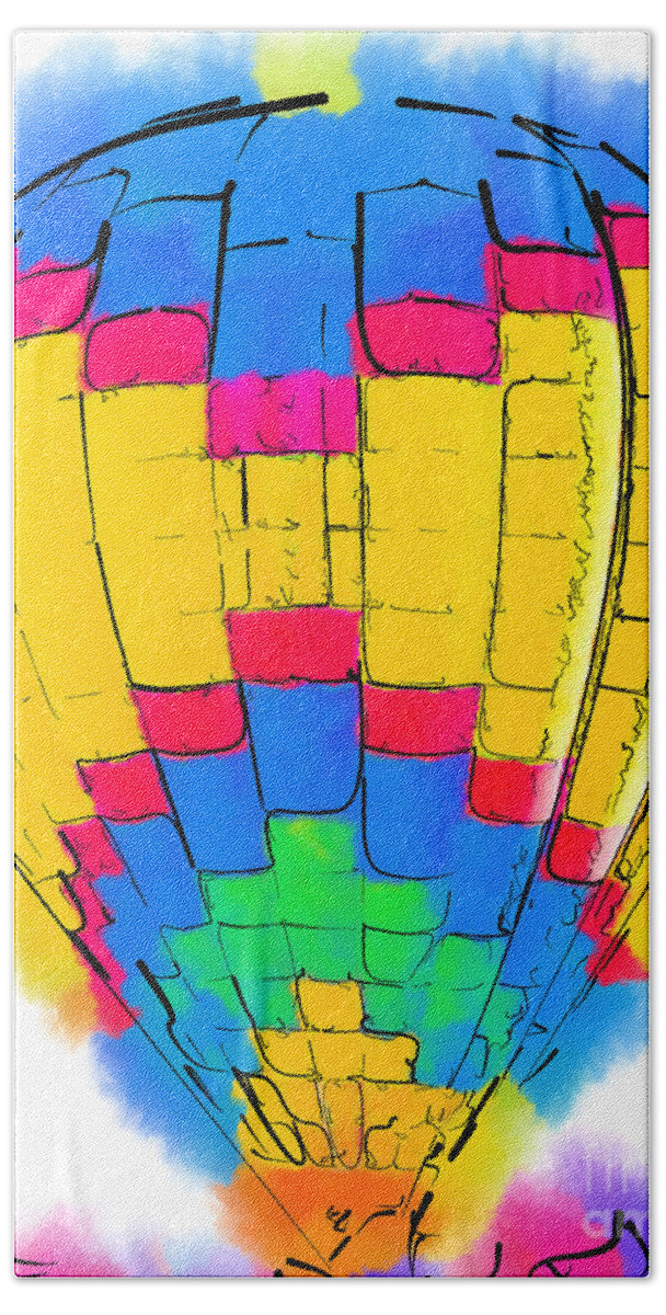 Hot-air Beach Towel featuring the digital art The Yellow And Blue Balloon by Kirt Tisdale