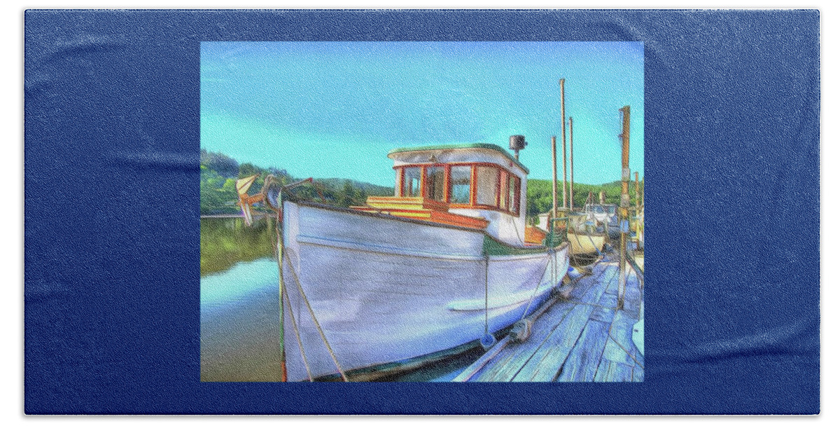 Dragger Boat Beach Sheet featuring the photograph Thee Old Dragger Boat by Thom Zehrfeld