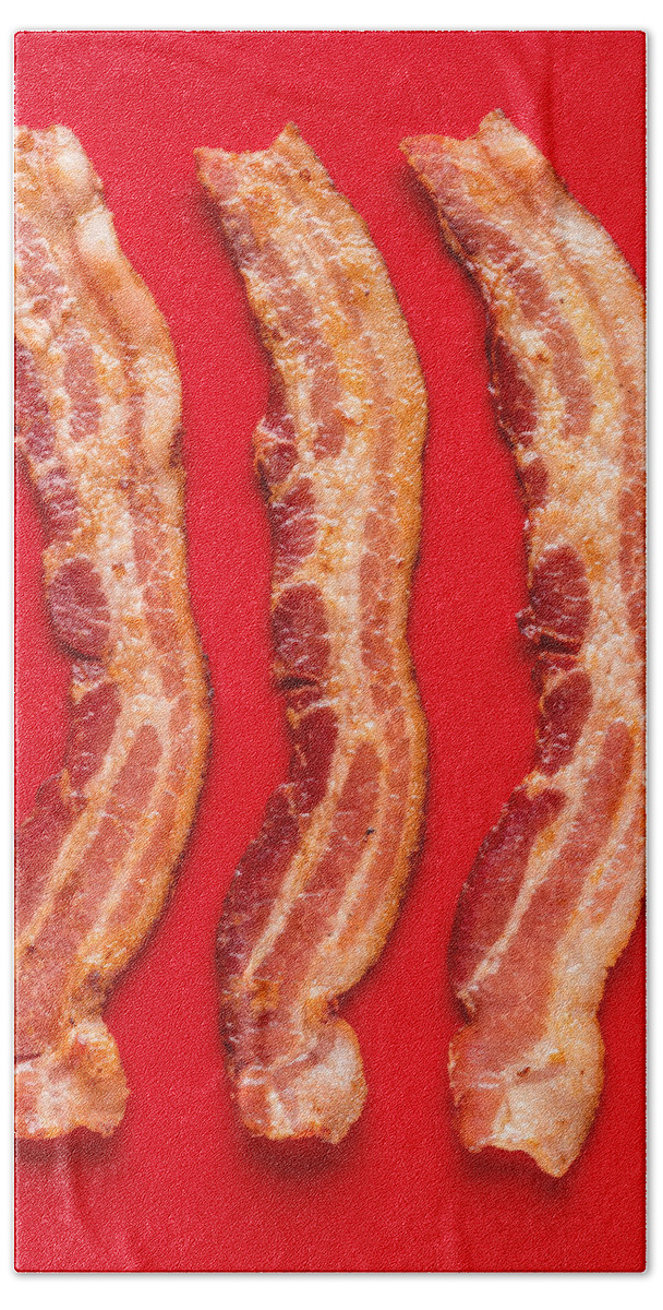Bacon Beach Towel featuring the photograph Thick Cut Bacon Served Up by Steve Gadomski