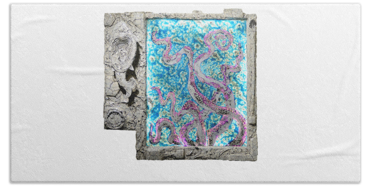 Sea Beach Towel featuring the sculpture Things of the Sea by Christopher Schranck