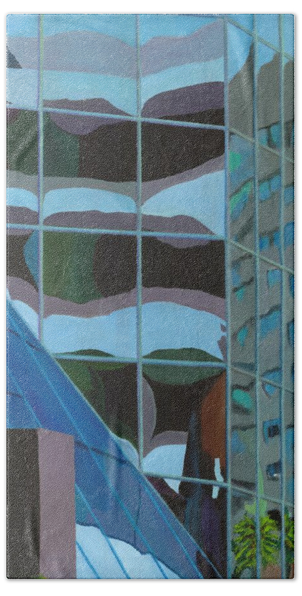 Urban Beach Towel featuring the painting Third and Earll by Alika Kumar