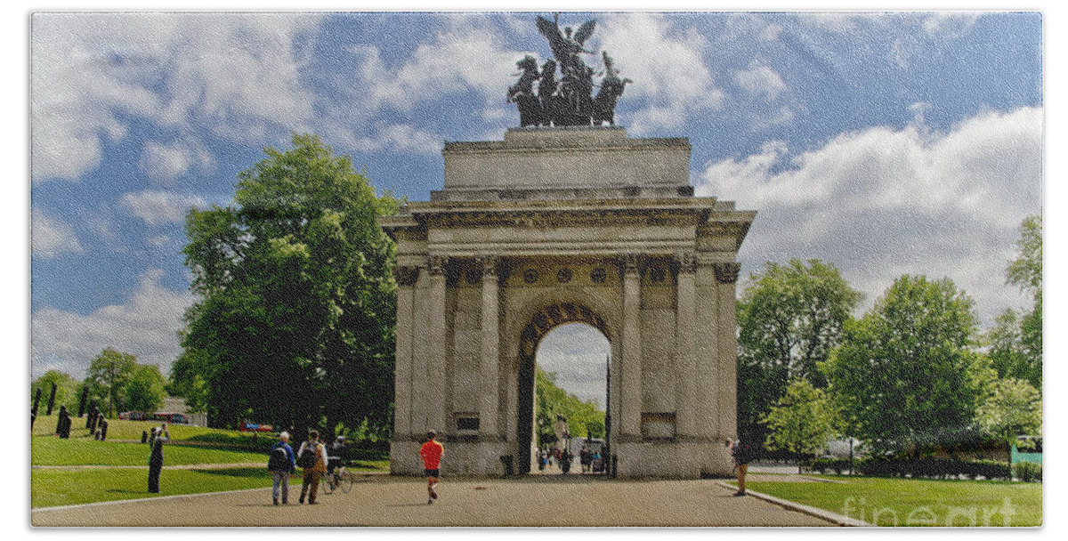 London Beach Towel featuring the photograph This is London. Wellington Arch. by Elena Perelman