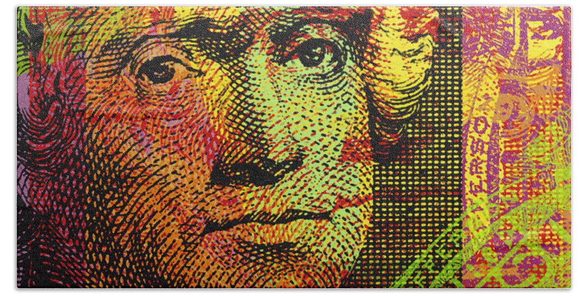 Thomas Jefferson Beach Towel featuring the digital art Thomas Jefferson - $2 bill by Jean luc Comperat