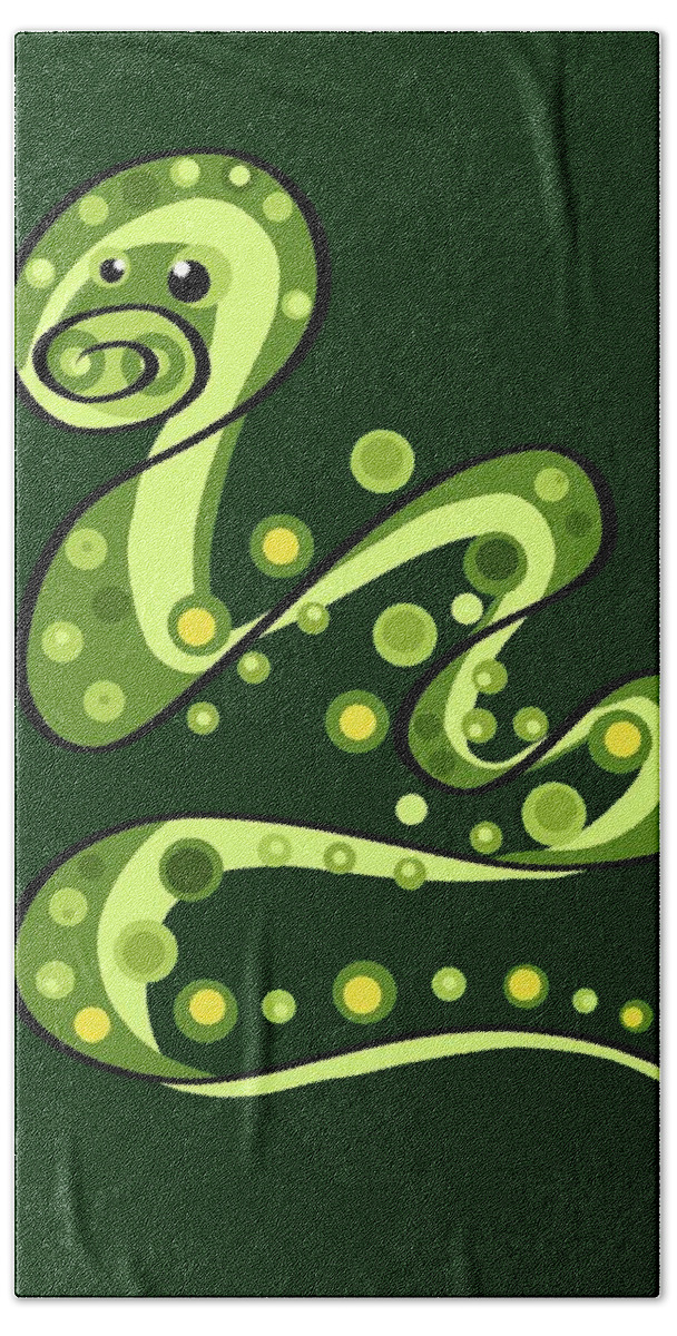 Snake Beach Towel featuring the painting Thoughts and colors series snake by Veronica Minozzi