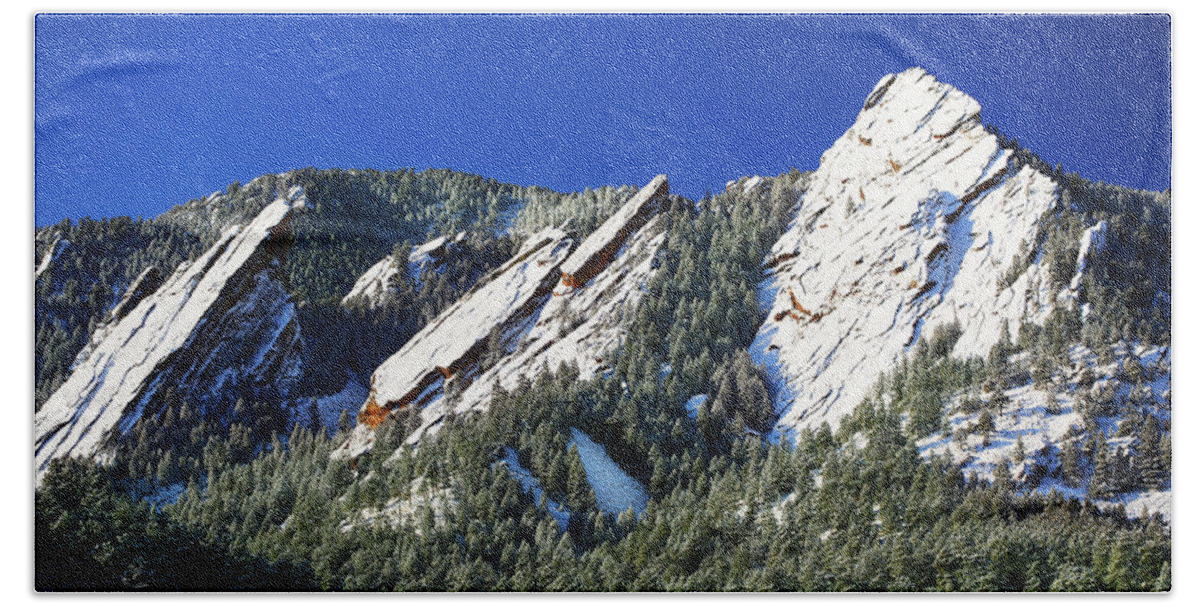 Colorado Beach Towel featuring the photograph Three Flatirons by Marilyn Hunt