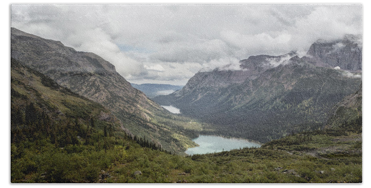 Lakes Beach Sheet featuring the photograph Three Lakes Viewed from Grinnell Glacier by Belinda Greb