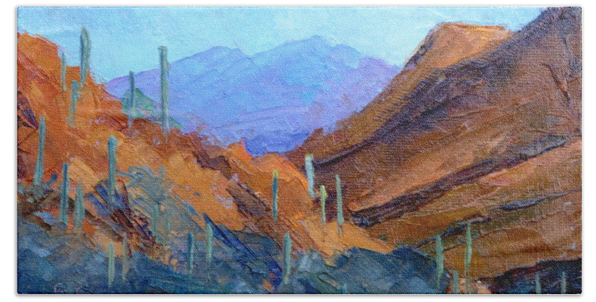 Landscape Beach Sheet featuring the painting Through Gates Pass by Susan Woodward