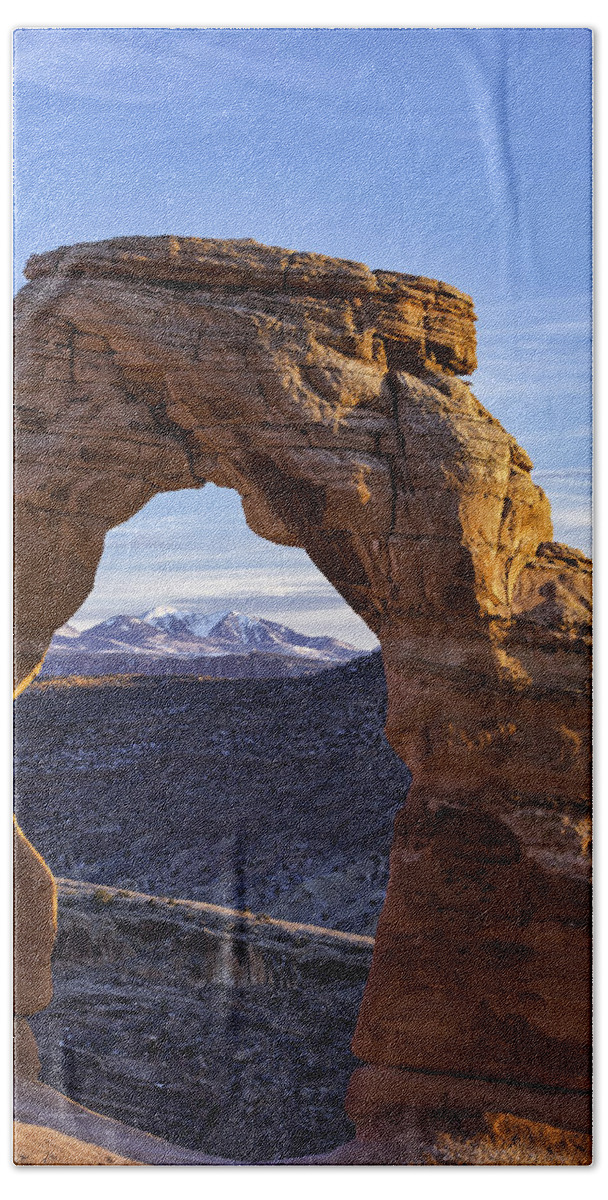 Delicate Arch Beach Towel featuring the photograph Through The Delicate Arch by Mark Harrington