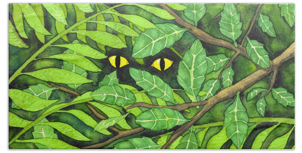 Artoffoxvox Beach Towel featuring the painting Through the Leaves by Kristen Fox