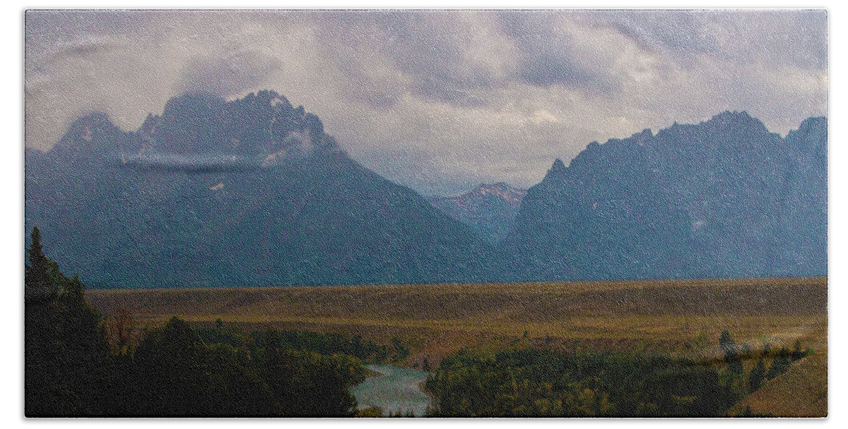 Storm Beach Towel featuring the photograph Thunder in the Tetons by Laddie Halupa