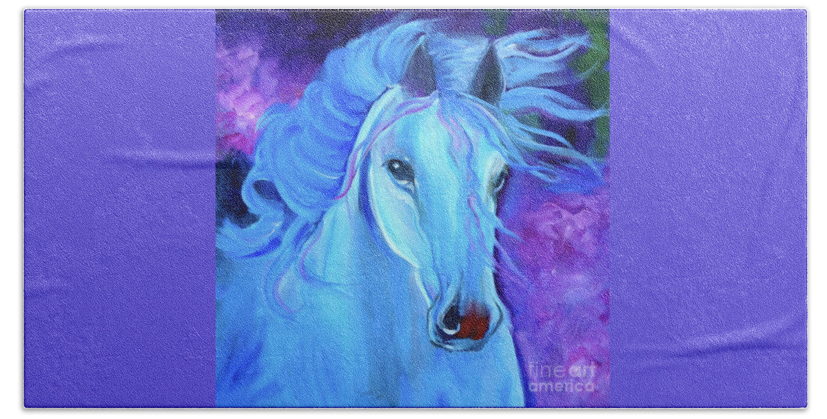 Abstract Horse Beach Towel featuring the painting Thunderbolt 111 by Jenny Lee