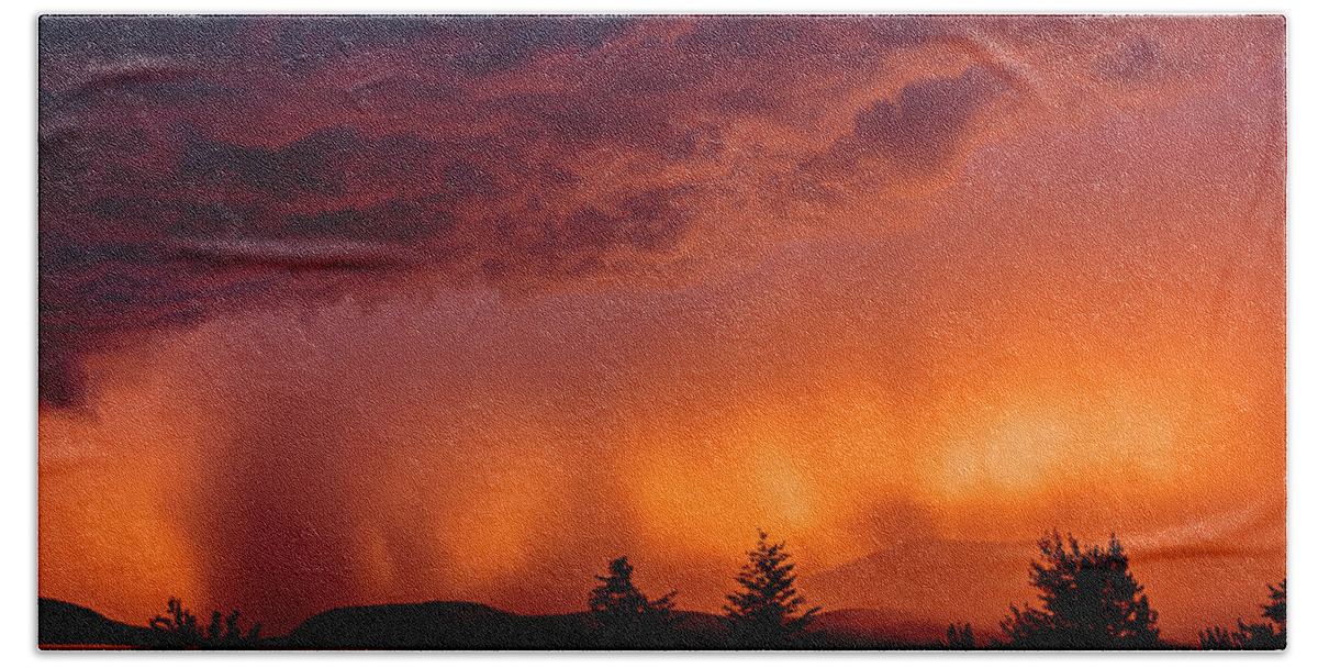 Clouds Beach Towel featuring the photograph Thunderstorm at Sunset 2 by Albert Seger