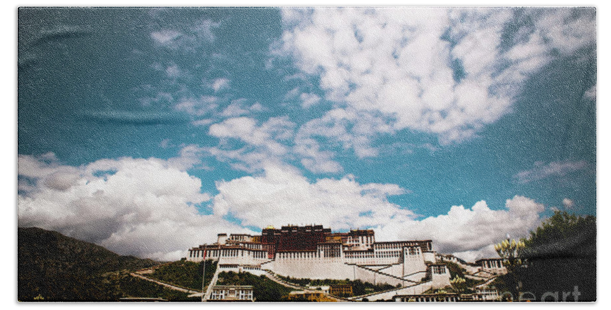 Tibet Beach Towel featuring the photograph TIBET Potala Palace Dalai lama home place. Kailash Yantra.lv 2016 by Raimond Klavins