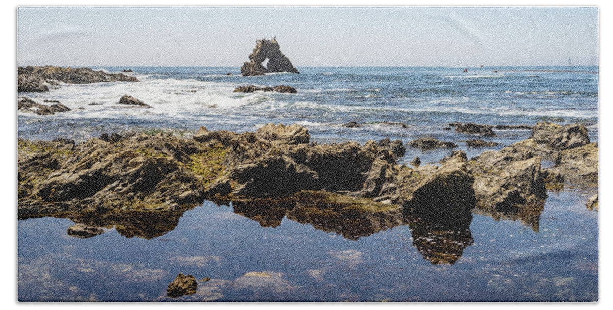 Lacy Foam and Jagged Rocks - Corona Del Mar Beach in Orange County