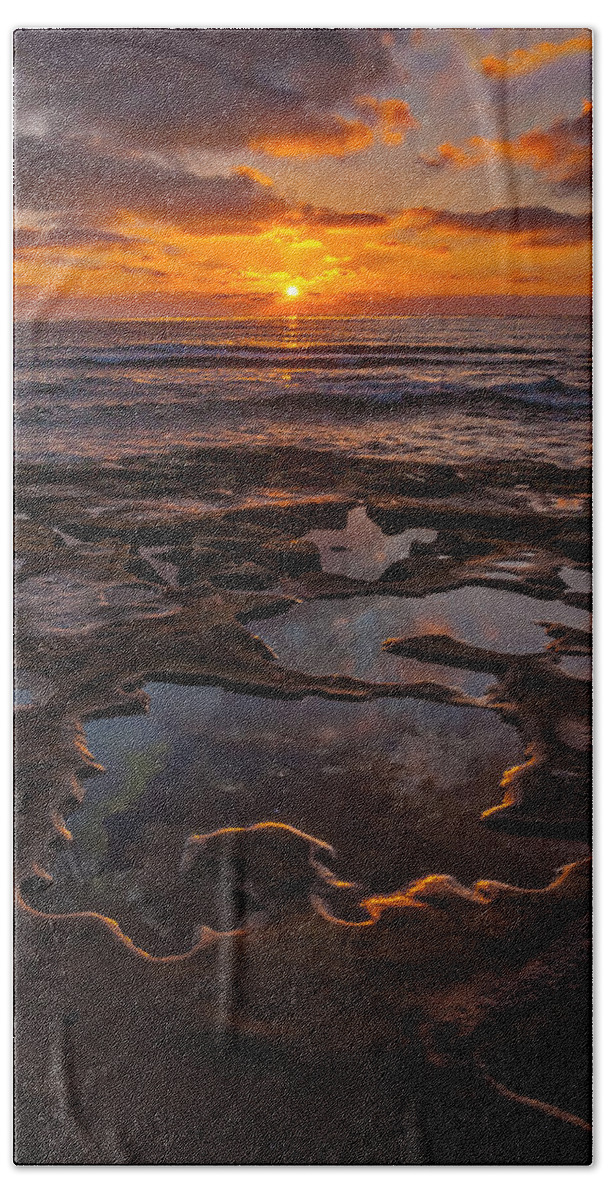 Beach Beach Sheet featuring the photograph Tidepools at La Jolla by Peter Tellone