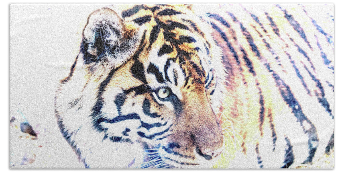 Tiger Beach Towel featuring the photograph Tiger Abstract by Kate Brown
