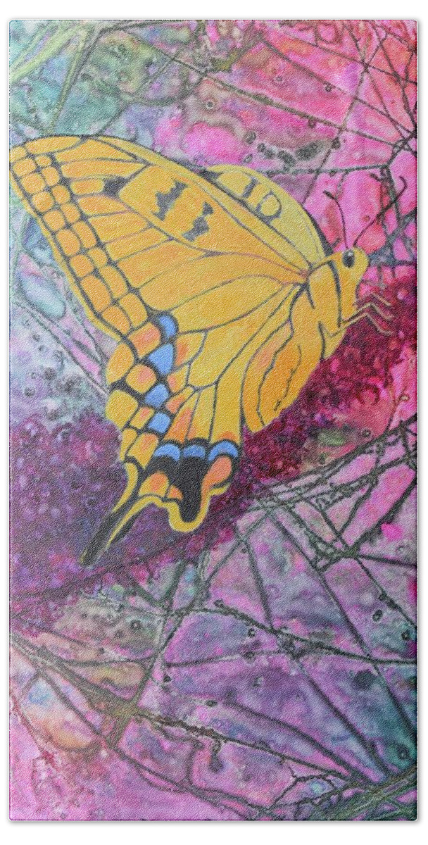 Butterfly Beach Sheet featuring the painting Tiger Swallowtail by Nancy Jolley