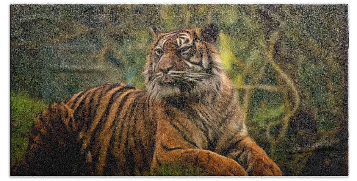 Tiger Beach Sheet featuring the photograph Tigers Beauty by Scott Carruthers